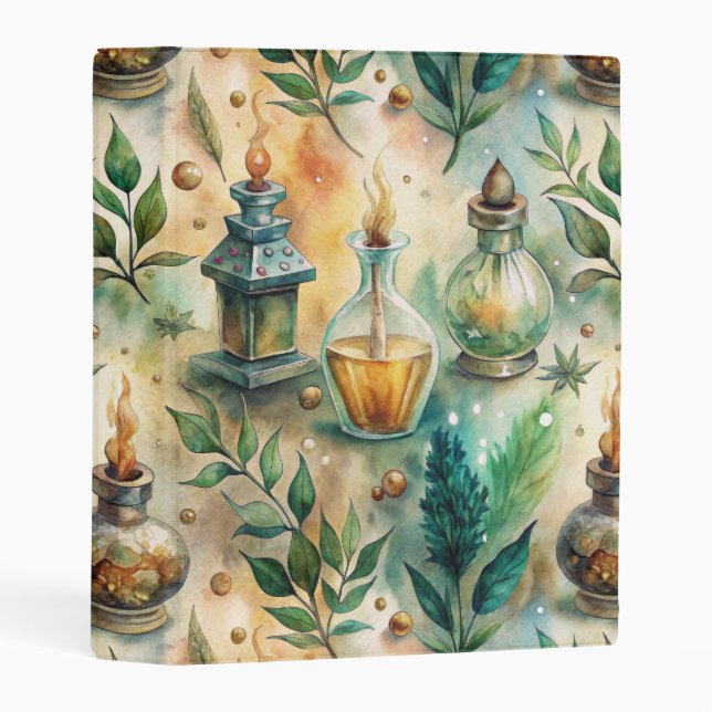 Vintage Apothecary Bottles Pattern (4) Mini Binder (Front/Spine)