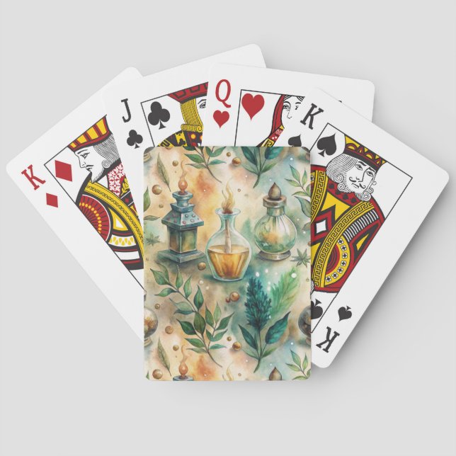 Vintage Apothecary Bottles Pattern (4) Poker Cards (Back)