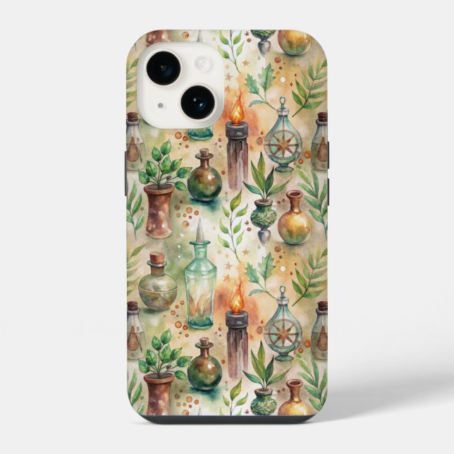 Vintage Apothecary Bottles Pattern (5) iPhone Case (Back)
