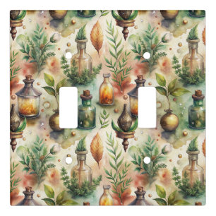Vintage Apothecary Bottles Pattern Light Switch Cover