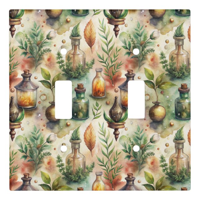 Vintage Apothecary Bottles Pattern Light Switch Cover (Front)