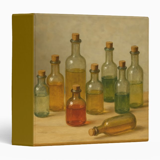 Vintage Apothecary Bottles Still Life  3 Ring Binder (Front/Spine)