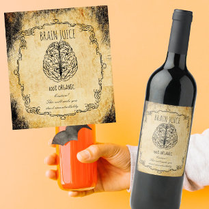 Vintage Apothecary Brain Juice Halloween Wine Labe Label