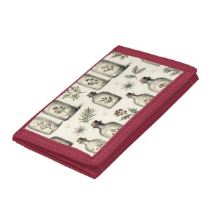 Vintage Apothecary Herb Bottles Pattern Tri-fold Wallet