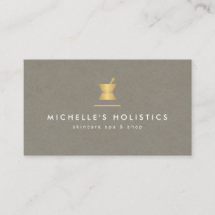 Vintage Apothecary Holistic Medicine Gold/Tan Business Card