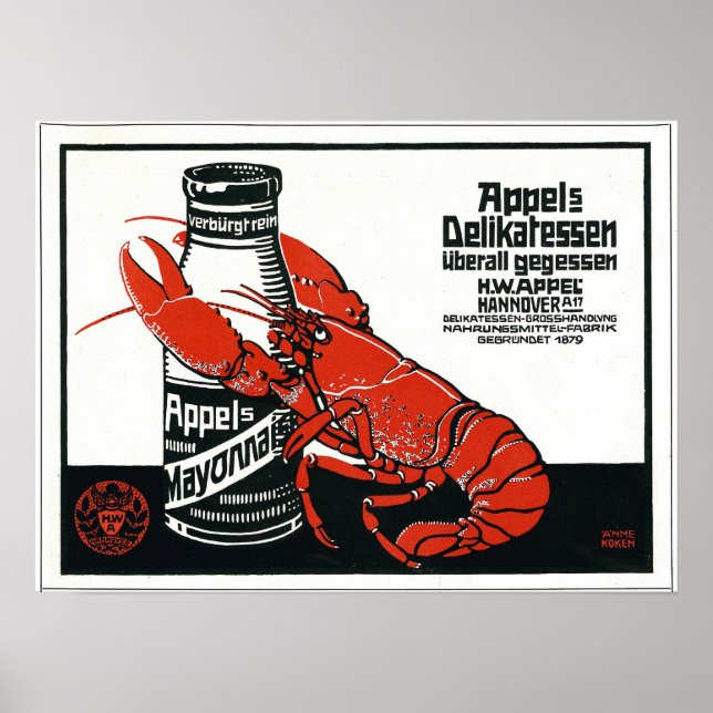 Vintage Appel Mayonnaise Advertisement Lobster Poster (Front)