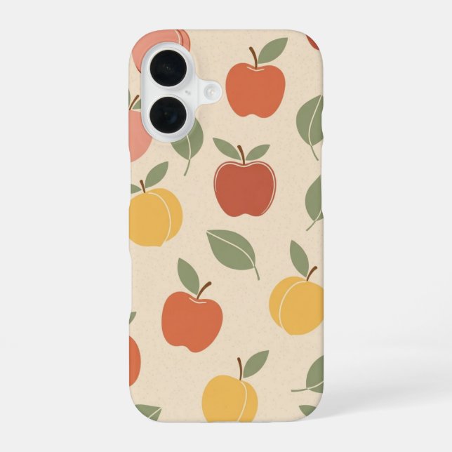 Vintage Apple and Peach Pattern iPhone Case (Back)
