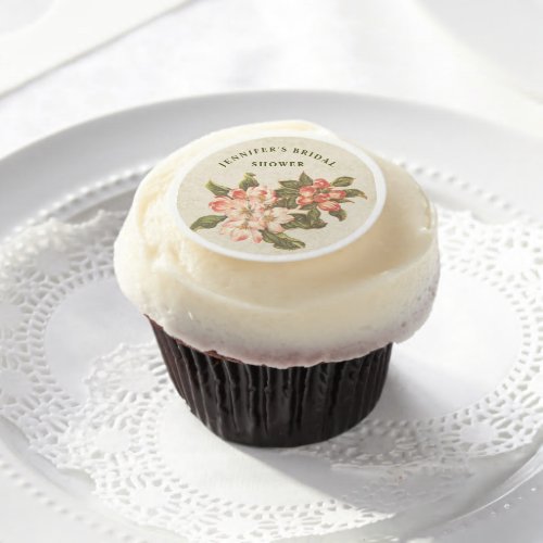 Vintage Apple Blossom  Bridal Shower  Cupcake Edible Frosting Rounds