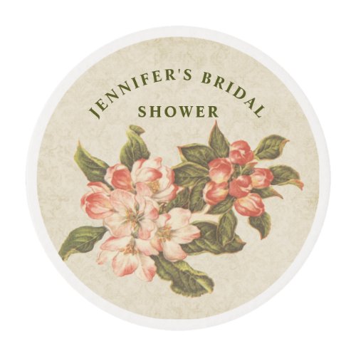 Vintage Apple Blossom  Bridal Shower  Cupcake Edible Frosting Rounds