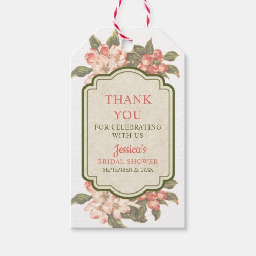 Vintage Apple Blossom Bridal Shower Gift Tag