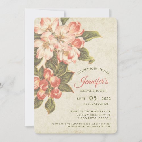 Vintage Apple Blossom  Bridal Shower Invitation