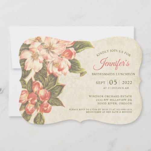 Vintage Apple Blossom  Bridesmaids luncheon Invite