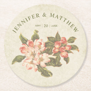 Vintage Apple Blossom    Cheers Wedding Coaster