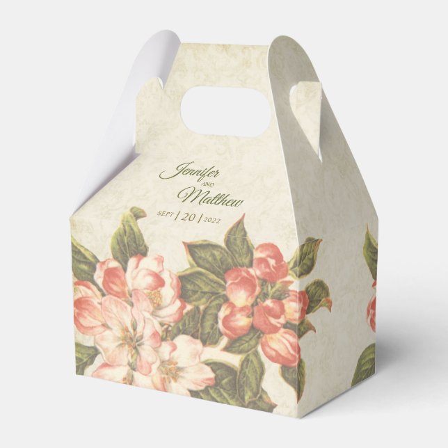 Vintage Apple Blossom & Damask Favor Box (Front Side)