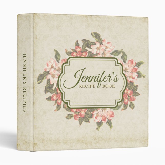 Vintage Apple Blossom  Recipe Book | 3 Ring Binder (Front/Spine)