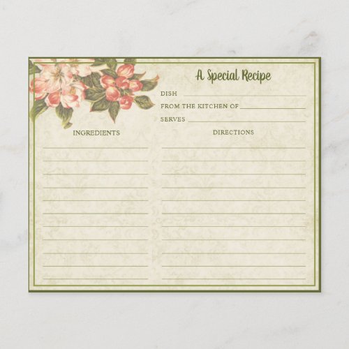 Vintage Apple Blossom   Recipe Card