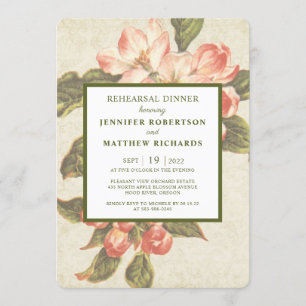 Vintage Apple Blossom   Rehearsal Dinner Invitation