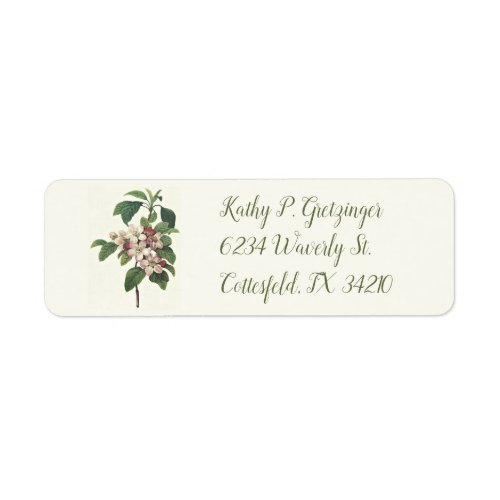 Vintage apple blossom return address label