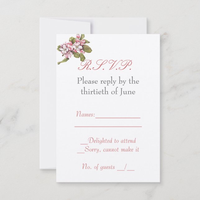 Vintage Apple Blossom RSVP Card (Front)