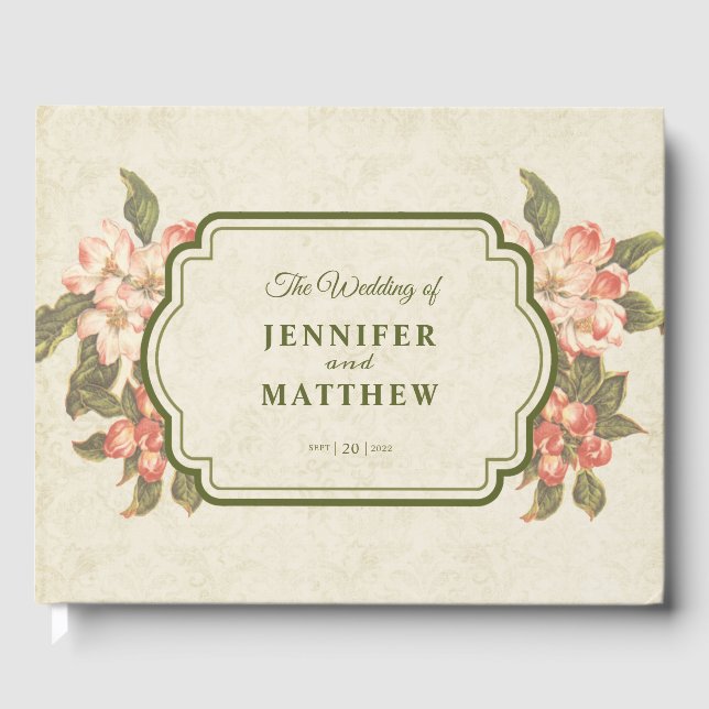 Vintage Apple Blossom  Wedding Guest Book (Front)