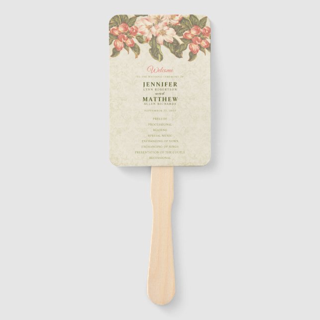 Vintage Apple Blossom  Wedding Hand Fan (Front)
