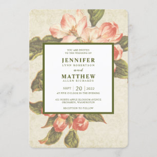Vintage Apple Blossom Wedding Invitation