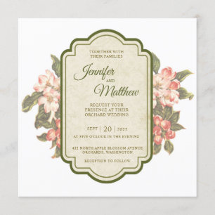 Vintage Apple Blossom Wedding Invitation