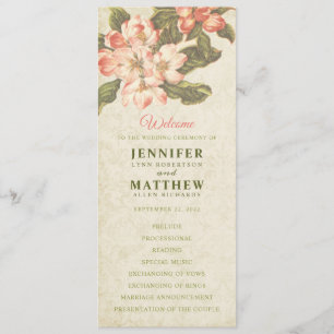 Vintage Apple Blossom Wedding Program