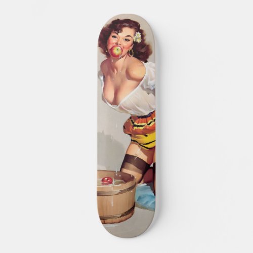 Vintage Apple Bobbing Pin Up Girl Skateboard Deck