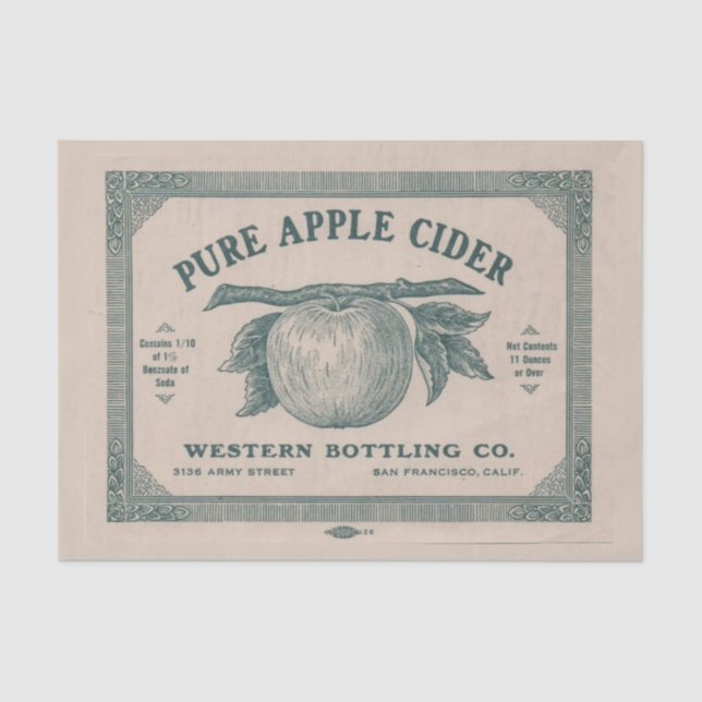 Vintage Apple Cider Decoupage Furniture Transfer Tissue Paper (Front)