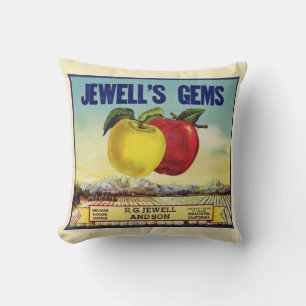 Vintage Apple Crate Label Throw Pillow