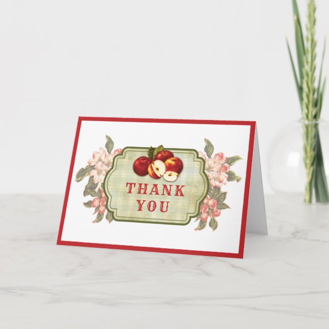 Vintage Apple Folded Thank You Card (Front)