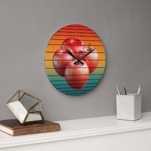 Vintage apple fruits heathy food large clock