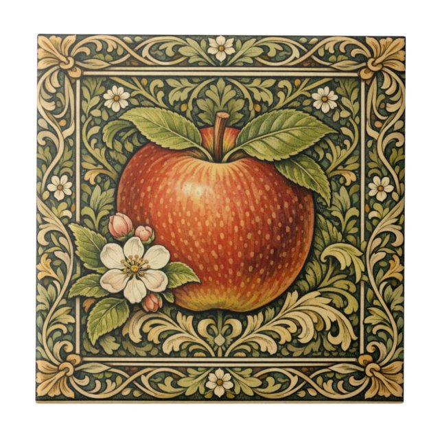 Vintage apple painting  ceramic tile (Front)