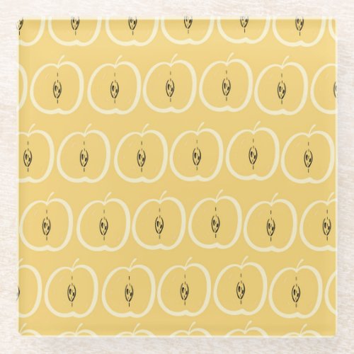 Vintage Apple Pattern Wallpaper Design Glass Coaster