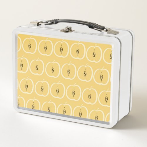 Vintage Apple Pattern Wallpaper Design Metal Lunch Box