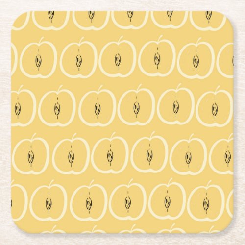 Vintage Apple Pattern Wallpaper Design Square Paper Coaster