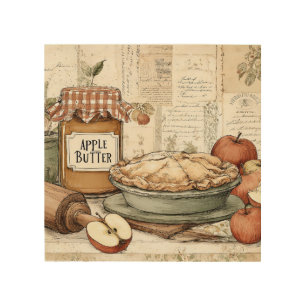 Vintage Apple pie  Wood Wall Art