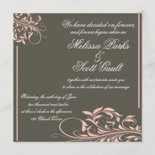 Vintage Apple Pink and Gray Wedding Invitation