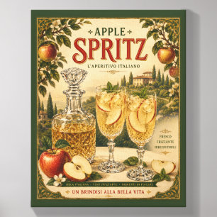 Vintage Apple Spritz Italian Cocktail Canvas Photo Tile