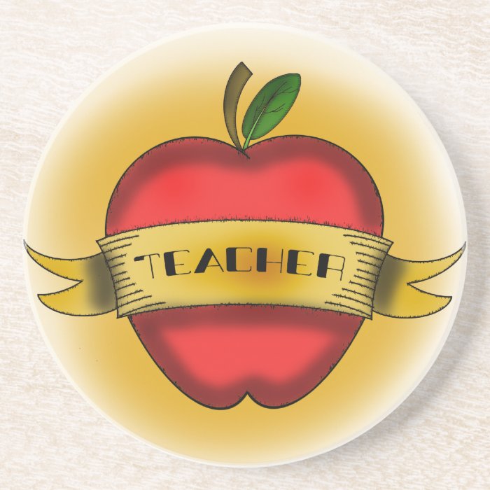 Vintage Apple Tattoo Teacher Coaster