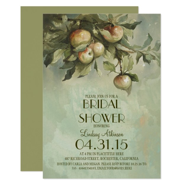 Vintage Apple Tree Bridal Shower Invitations