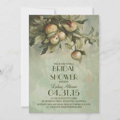 Vintage apple tree bridal shower invitations