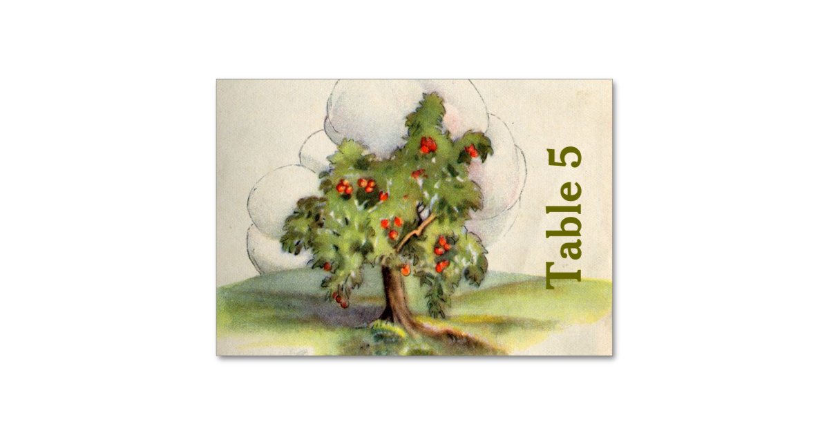 Vintage Apple Tree Table Number | Zazzle