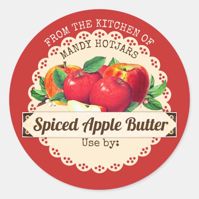 Vintage apples from the kitchen of canning label (Front)
