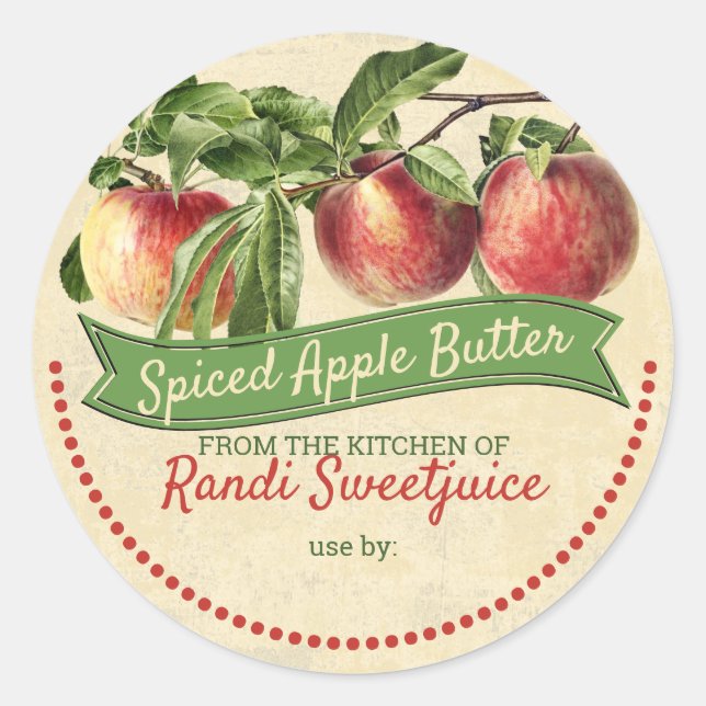 Vintage apples jam preserves home canning label (Front)