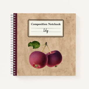 Vintage Apples on a Twig Personalized Composition Notebook