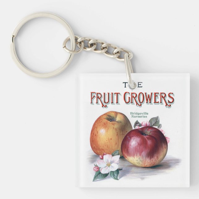 Vintage Apples with Flowers The Fruit Growers Keychain (Front)
