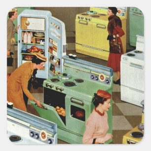 Vintage Appliance Showroom Store Business Retail Square Sticker