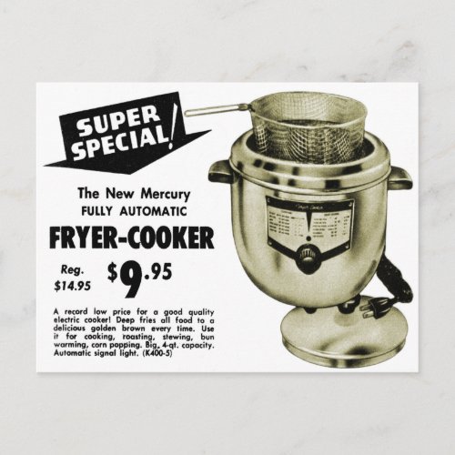 Vintage Appliances Deep Fryer Cooker Postcard